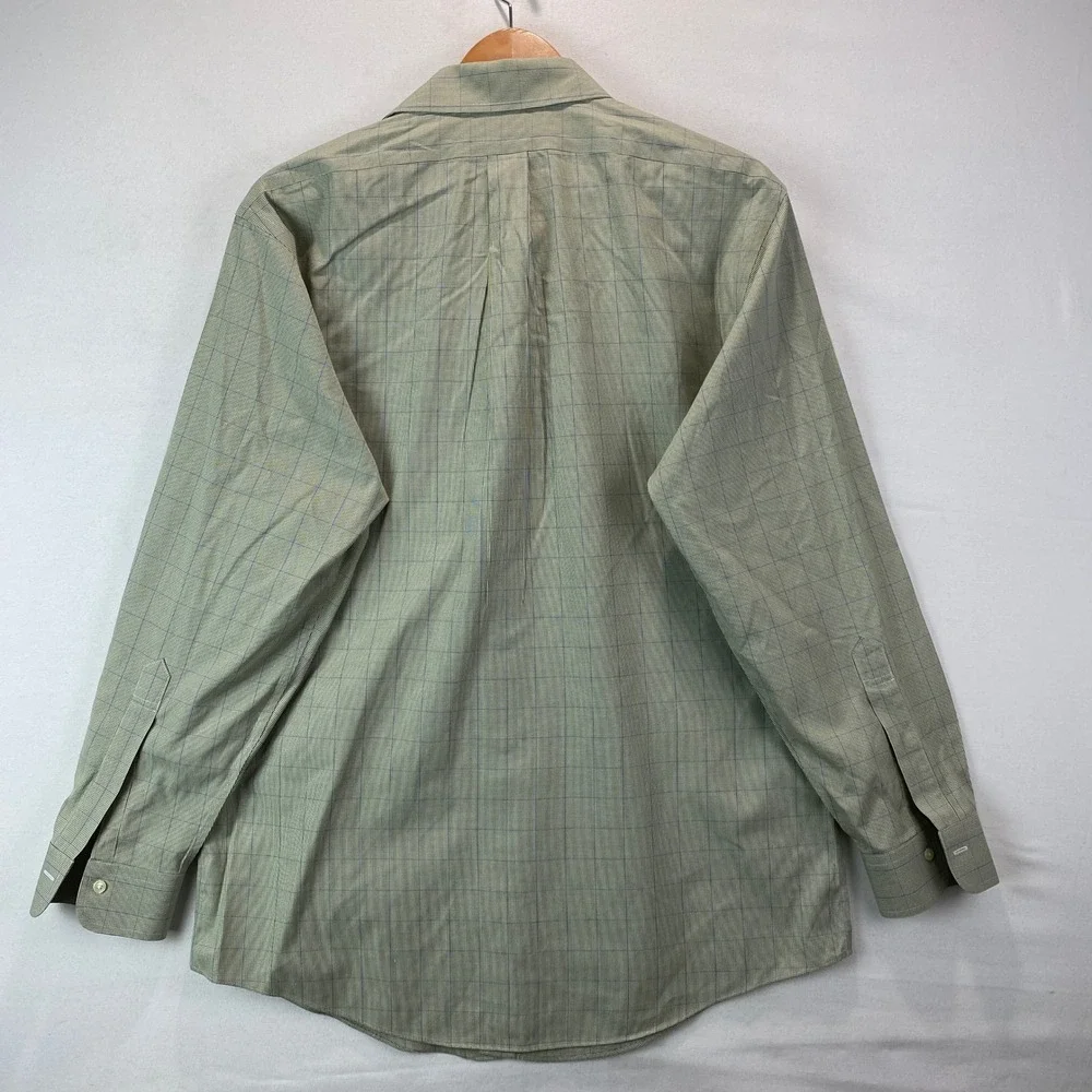 Brooks Brothers Classic Non-Iron Shirt Men 16-33 Olive Green Supima Cotton Plaid